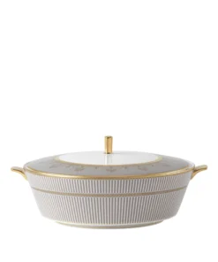 Wedgwood Anthemion Grey Covered Vegetable Dish (23cm x 26cm) Serving Bowls
