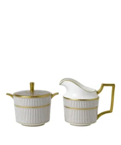 Wedgwood Anthemion Grey Cream Jug and Sugar Bowl Serving Bowls