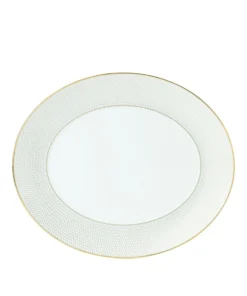 Wedgwood Arris Oval Serving Platter (33cm) WHITE Serving Plates