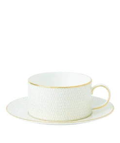 Wedgwood Arris Teacup and Saucer WHITE Tea Cups & Saucers