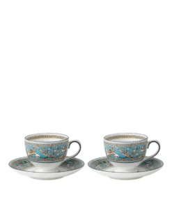 Wedgwood Florentine Turquoise Teacups and Saucers (Set of 2) BLUE Tea Sets