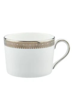 Wedgwood Lace Platinum Teacup WHITE Tea Cups & Saucers