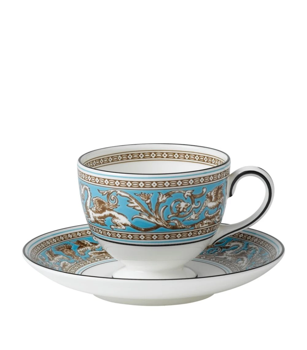 Wedgwood Leigh Florentine Teacup BLUE Tea Cups & Saucers