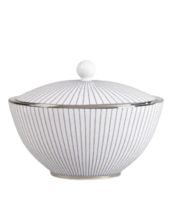 Wedgwood Pin Stripe Sugar Box WHITE Serving Bowls