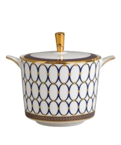 Wedgwood Renaissance Gold Sugar Box BLUE Serving Bowls