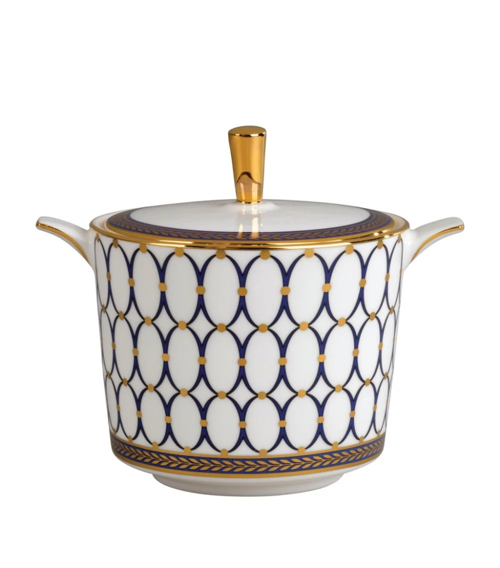 Wedgwood Renaissance Gold Sugar Box BLUE Serving Bowls