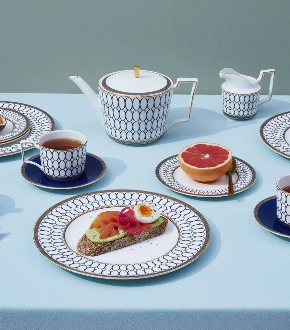 Wedgwood Renaissance Gold Sugar Box BLUE Serving Bowls - Image 2