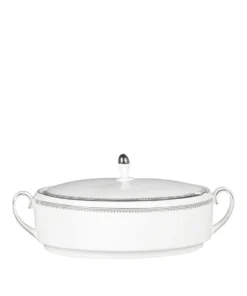 Wedgwood Vera Wang Grosgrain Covered Vegetable Dish (30cm) WHITE Serving Bowls
