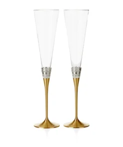 Wedgwood With Love Toasting Flutes (Set of 2) GOLD Champagne Flutes