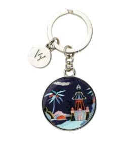 Wedgwood Wonderlust Blue Pagoda Keyring MULTI Bag Accessories